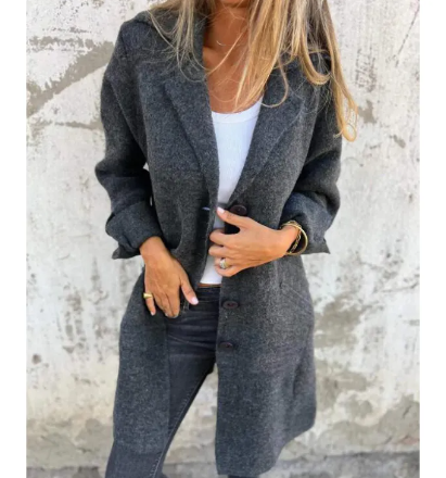 Lapel Cardigan With Pockets Outwear Coat