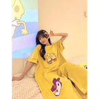 Plus Size Cartoon Cotton Short Sleeve Sleepwear Dress