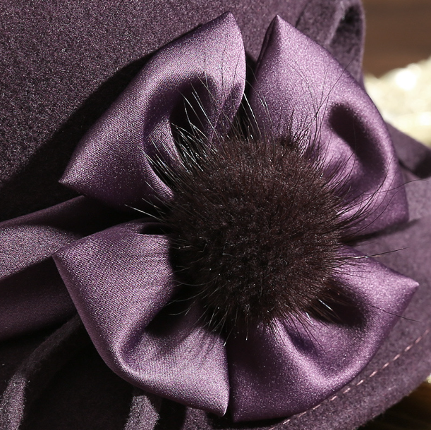 Retro Women's Wool Felt Top Hat | Embroidered Cap