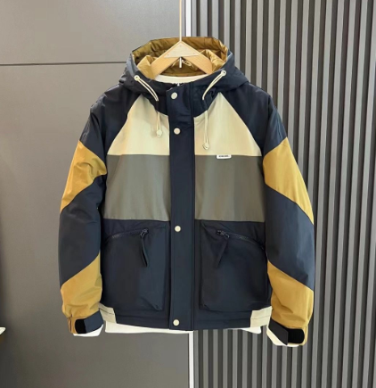Korean Patchwork Contrast Color Bomber Jacket for Men