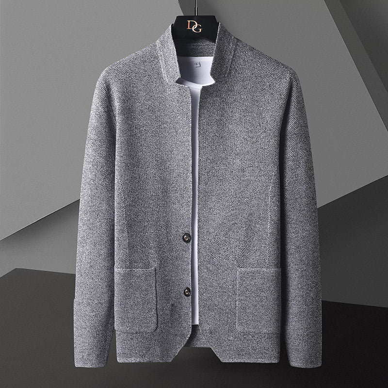 Men's Pocket Stand Collar Cardigan Sweater