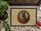 Norwegian Elkhound Christmas Flowers Doormat