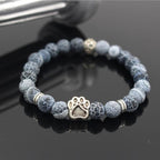 Lava Stone Dog Paw Heart Bead Bracelet