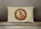 Finnish Spitz Christmas Flowers Throw Pillow