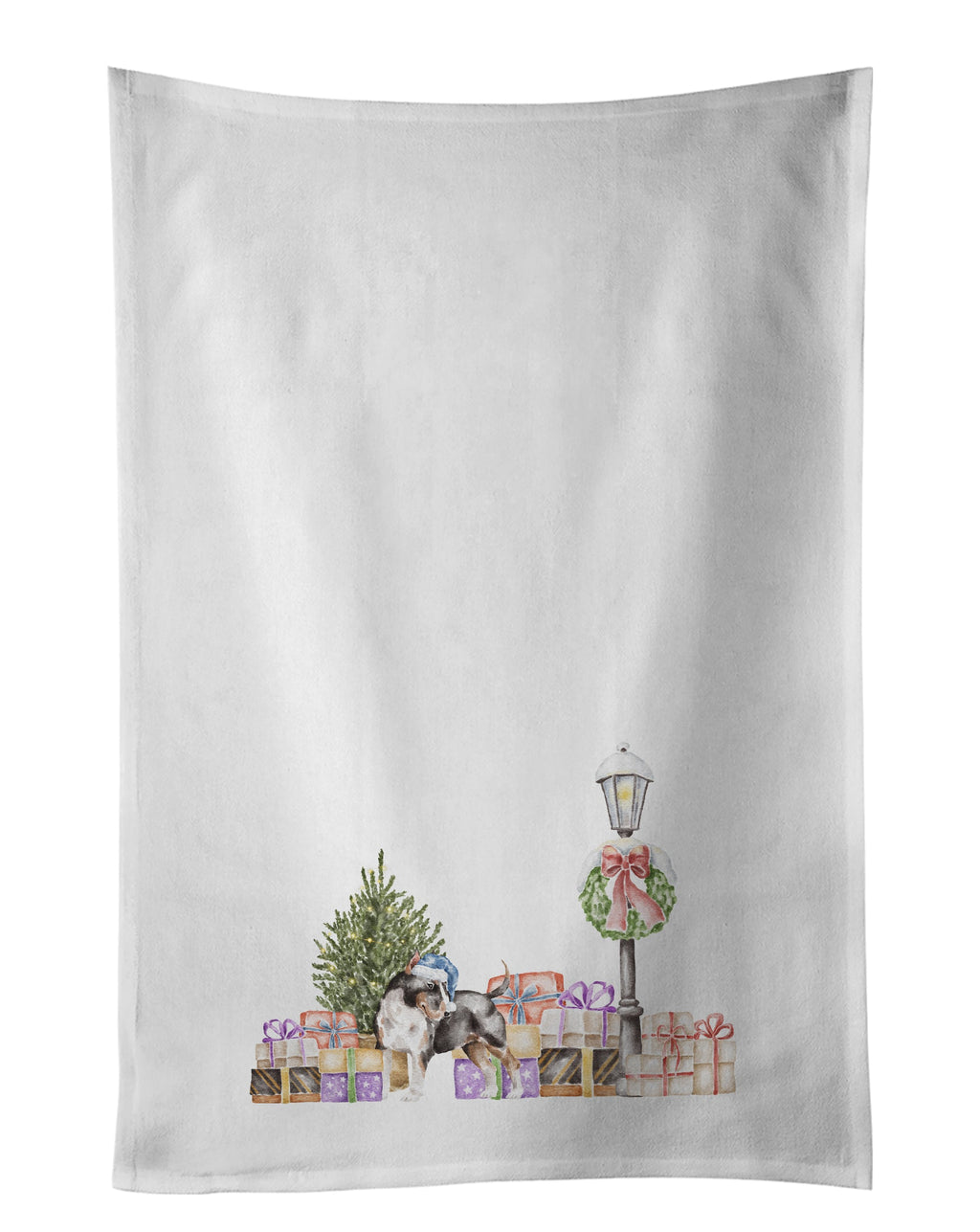 Bull Terrier Tricolor with Christmas Wonderland Kitchen Towel Set of 2