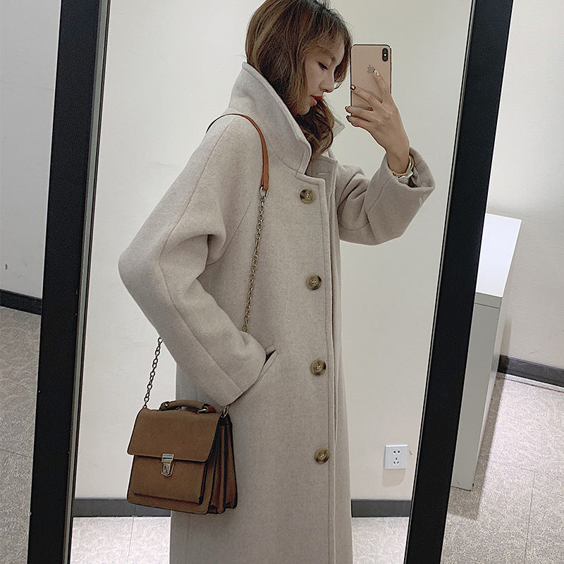 Trendy Women's Coat in Popular Thin Woolen Fabric