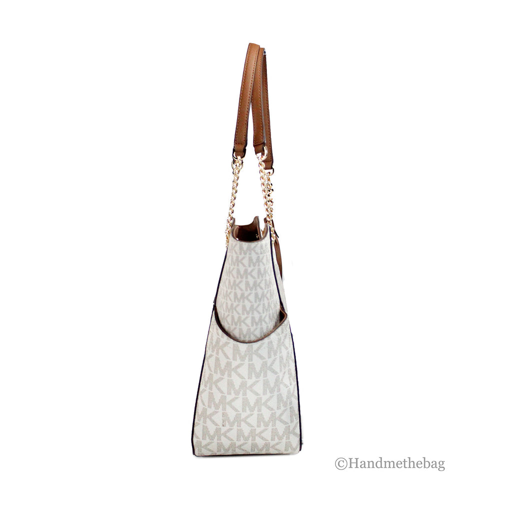 Michael Kors Jet Set Vanilla Signature X Cross Chain Tote
