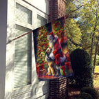 Irish Wolfhound and Santa Claus House Flag