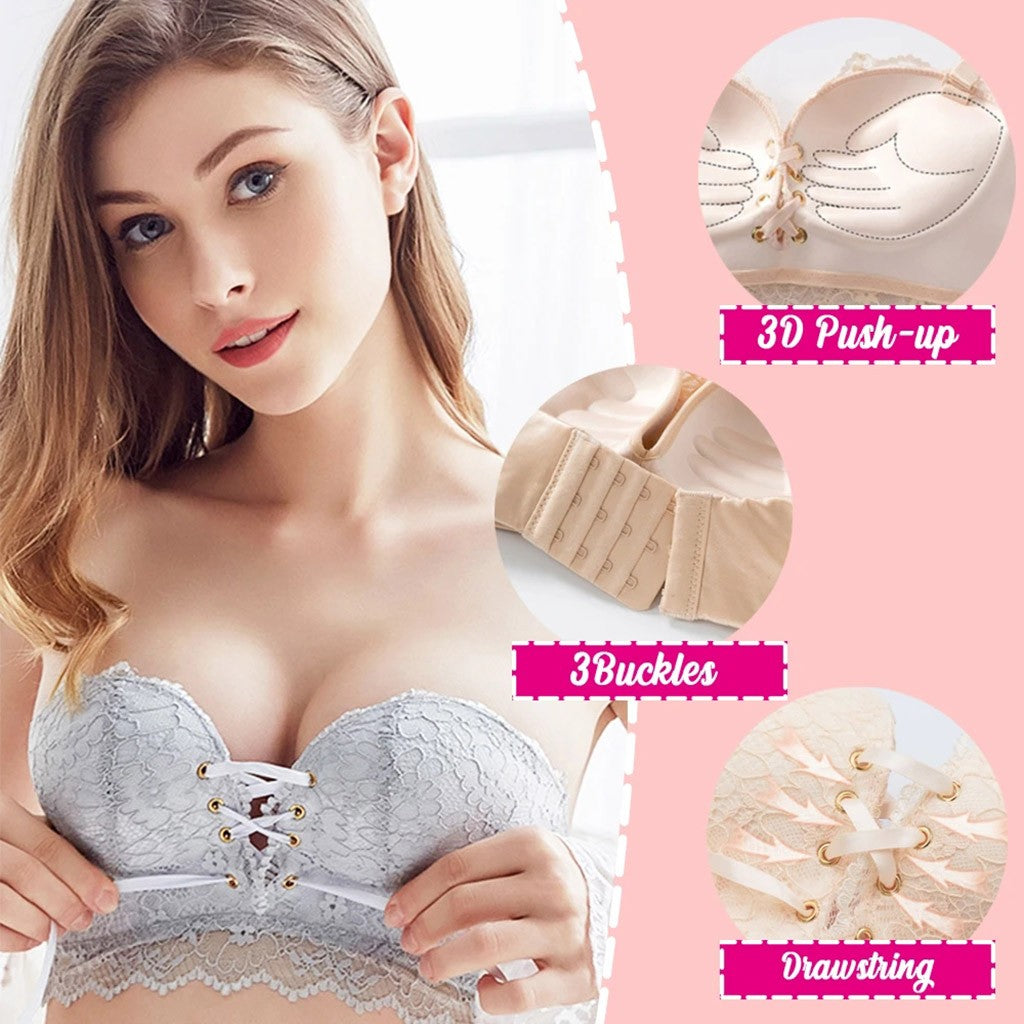 Women's Strapless Lace Bralette with Push-Up Design
