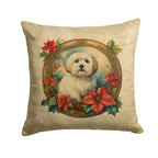 Coton De Tulear Christmas Flowers Throw Pillow