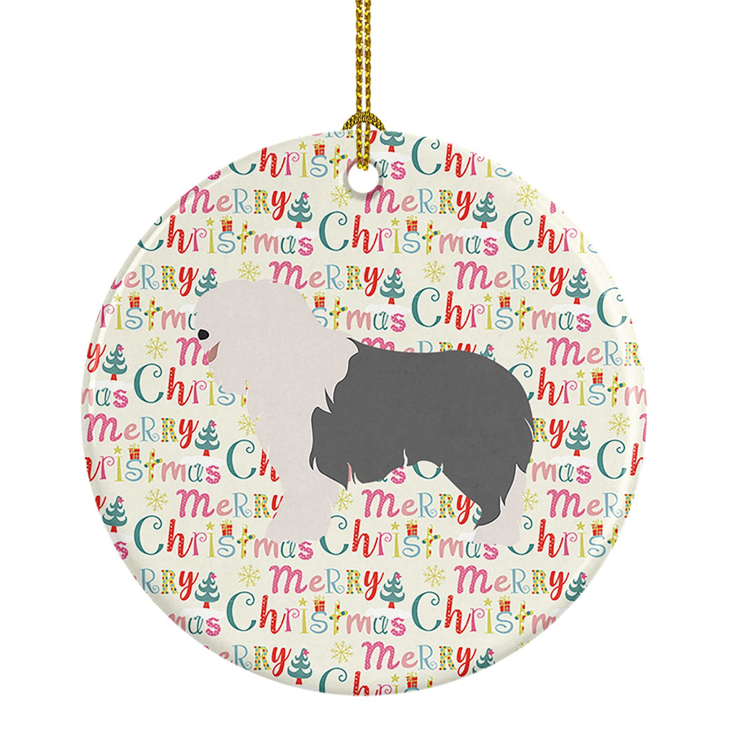 Old English Sheepdog Merry Christmas Ceramic Ornament