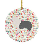 Old English Sheepdog Merry Christmas Ceramic Ornament