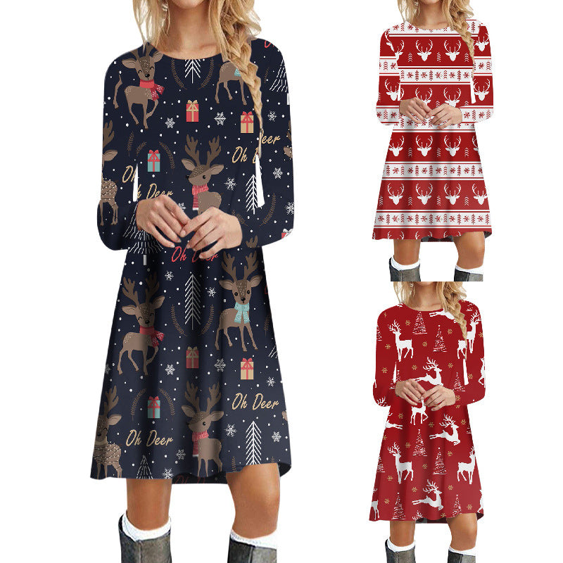 Women's Long Sleeve Christmas Party Dress