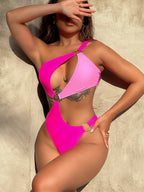 New Contrast Color One-Piece Swimsuit