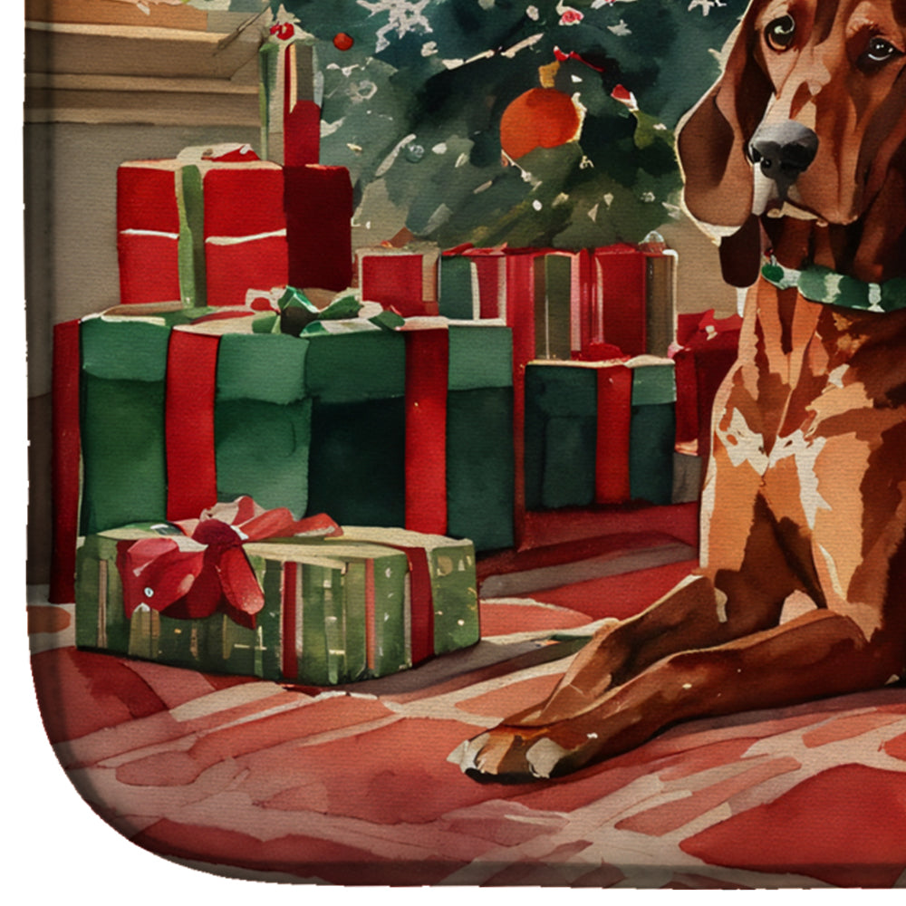 Redbone Coonhound Cozy Christmas Dish Drying Mat
