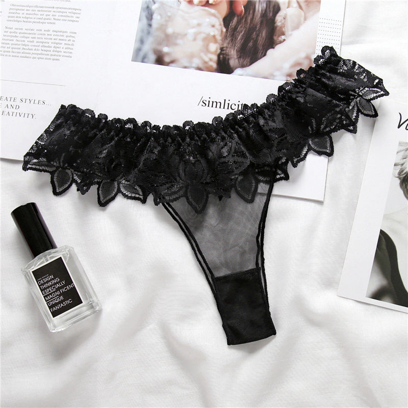 Transparent Lace Thong for Women - Sexy Low Waist Design