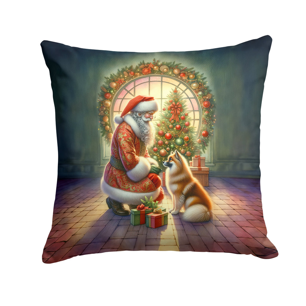 Finnish Spitz and Santa Claus Throw Pillow