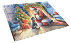 Schnauzer and Santa Claus Glass Cutting Board