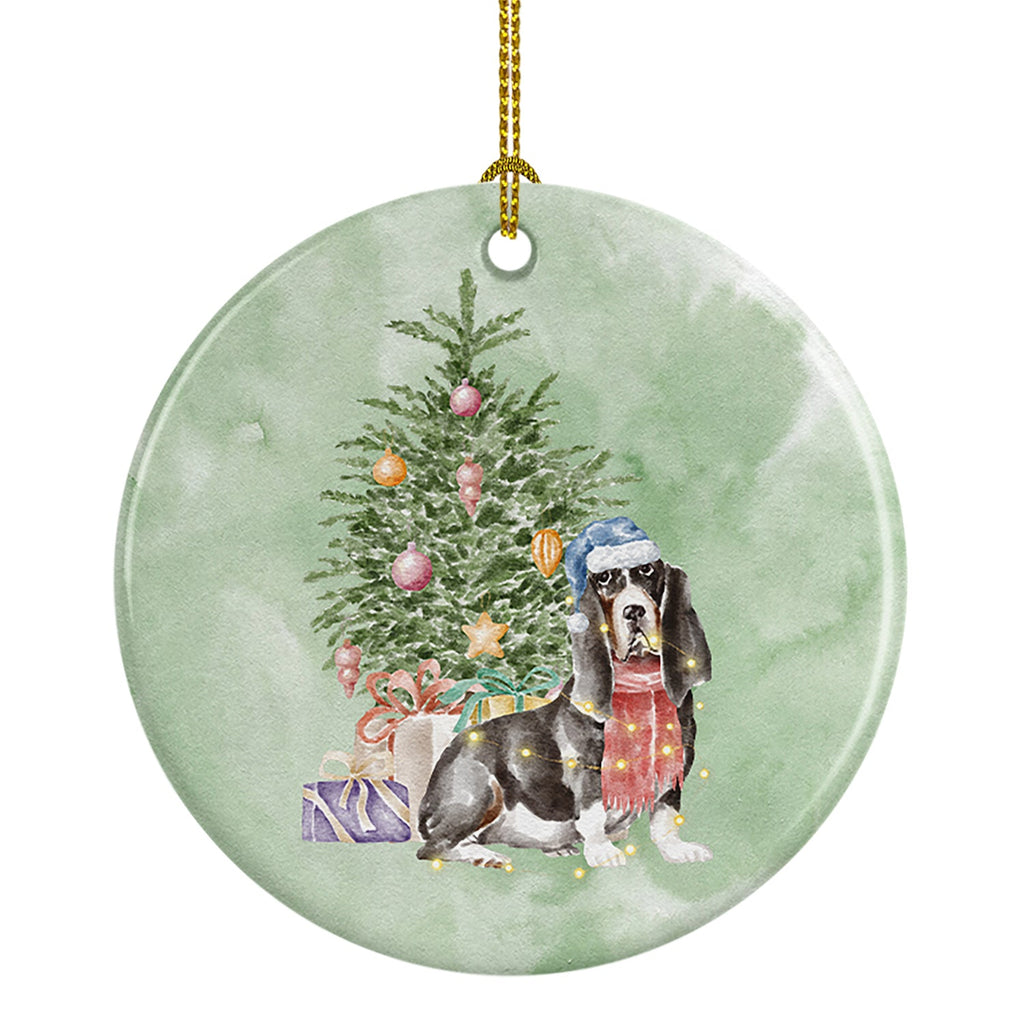 Basset Hound #2 Christmas Presents and Tree Ceramic Ornament