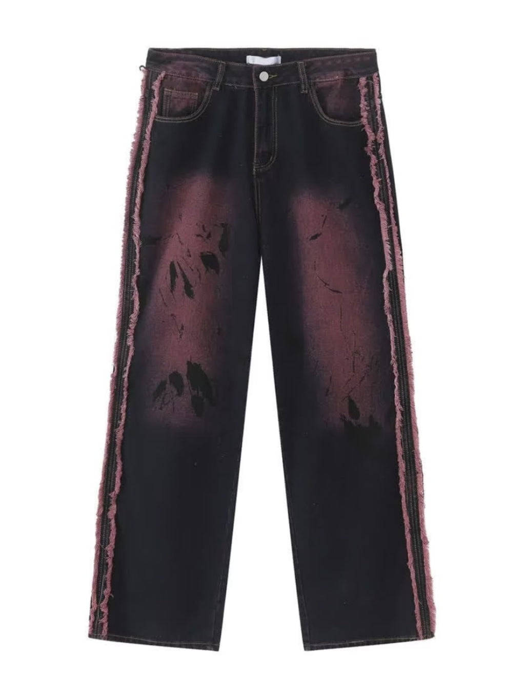 Washed Wool Stitching Raw Edge Jeans Design