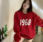 Women's Printed Loose Round Neck Pullover Sweater | Streetwear