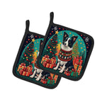 Border Collie Christmas Pair of Pot Holders