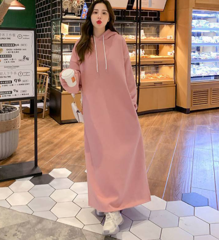 Extra Long Fleece Sweater Dress with Loose Fit