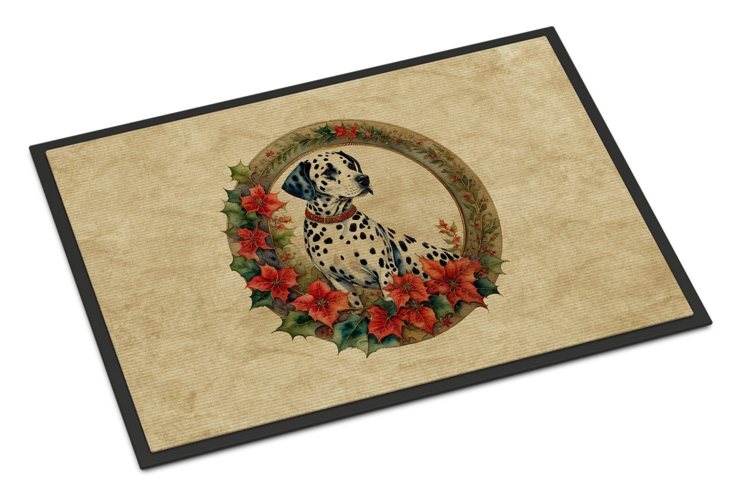 Dalmatian Christmas Flowers Doormat