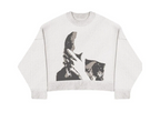 Loose Knit White Sweater with Character Pattern for Women
