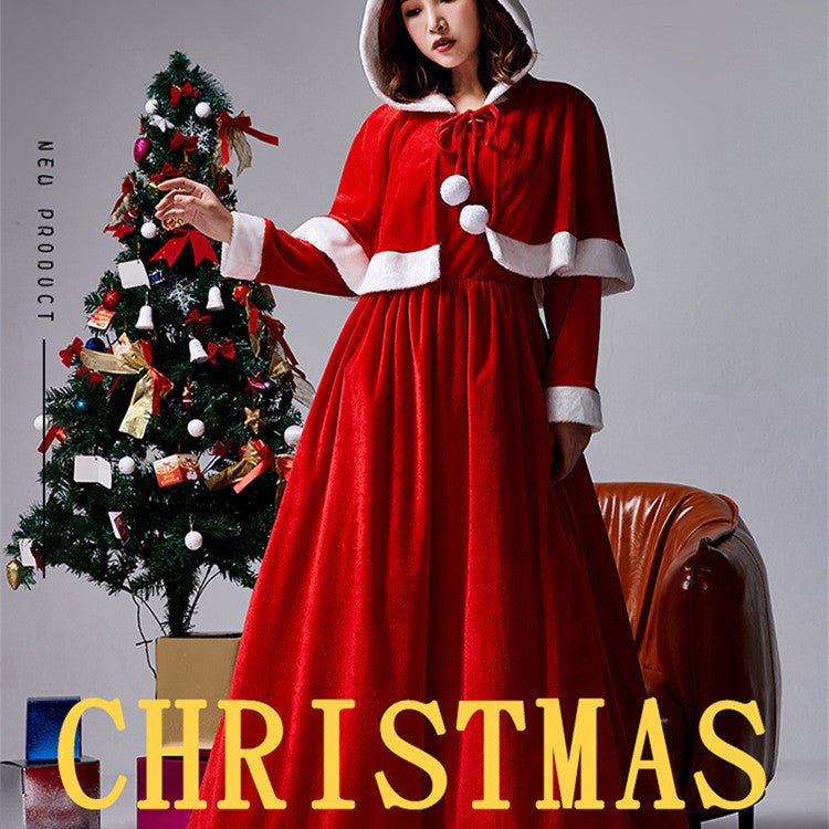 Two-Tone Shawl Dress for Christmas Outfit