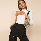 "Winter Women's High Neck One Shoulder Cut-out Bodysuit"