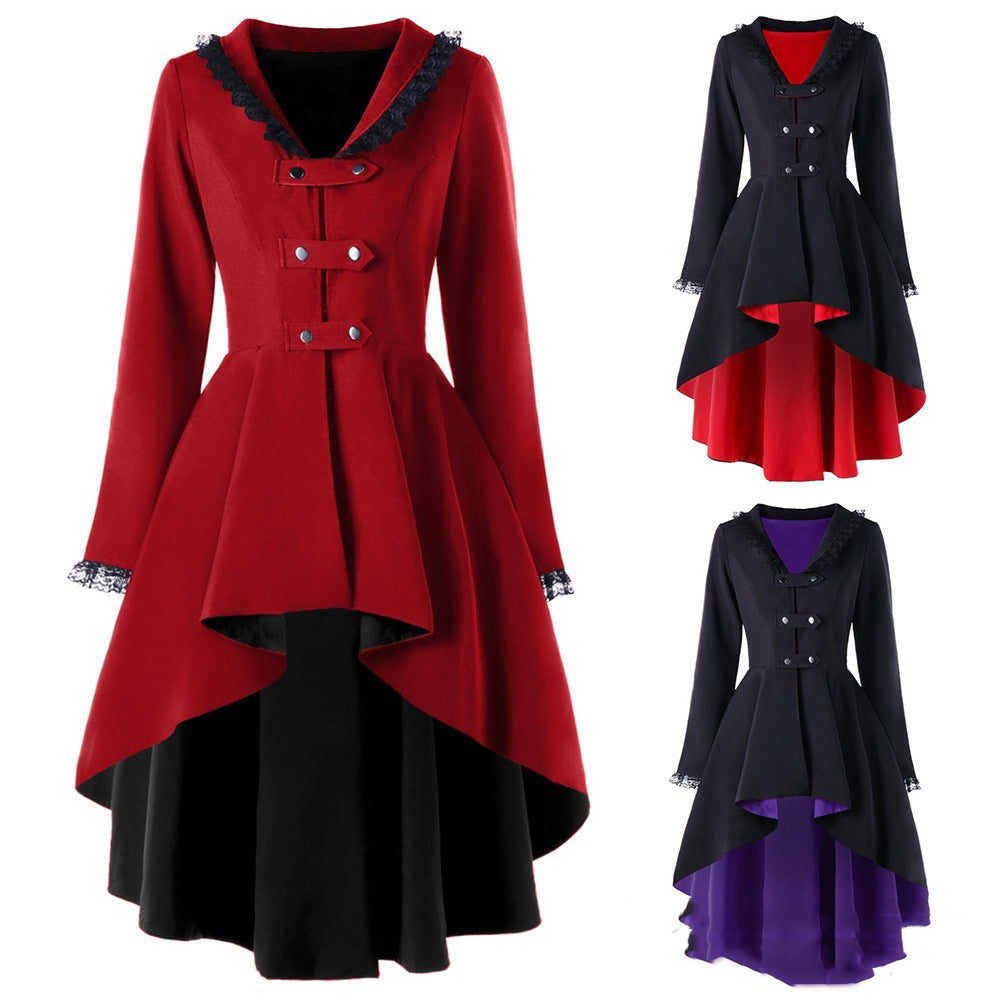 Retro Long Irregular Hem Coat