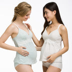 Cotton Nursing Tank Top with Lace Trim for Moms