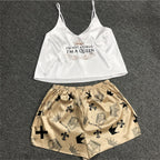 Satin Fox Print Cami and Shorts Pajama Set