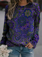 Printed Turtleneck Long Sleeve Sweater for Women