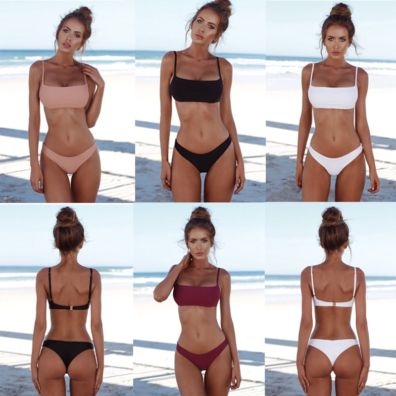 Colorful Bikini Set with Backless Design (Swimwear)