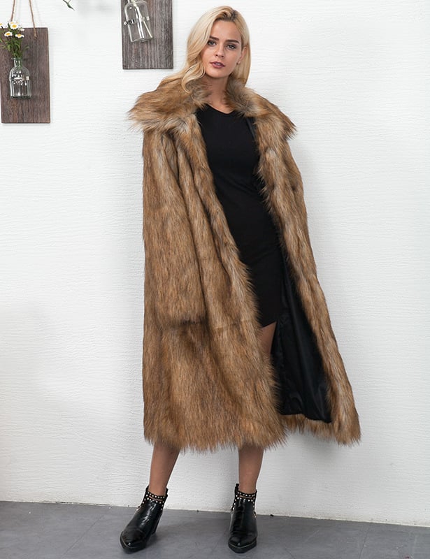Popular Long Women's Fur Coat in Europe and America