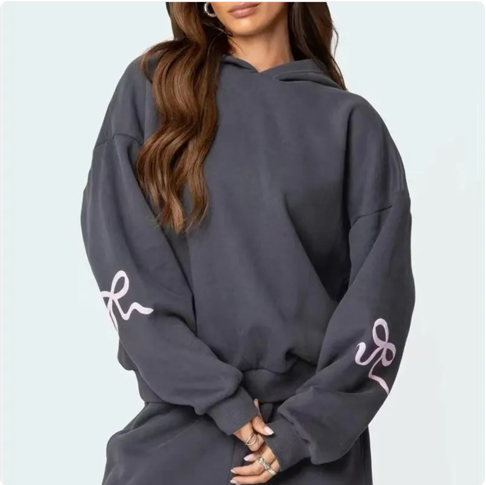 Women's Loose Bow Print Sweater