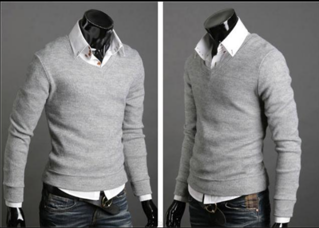 Men's V-Neck Sweater in British Retro Style