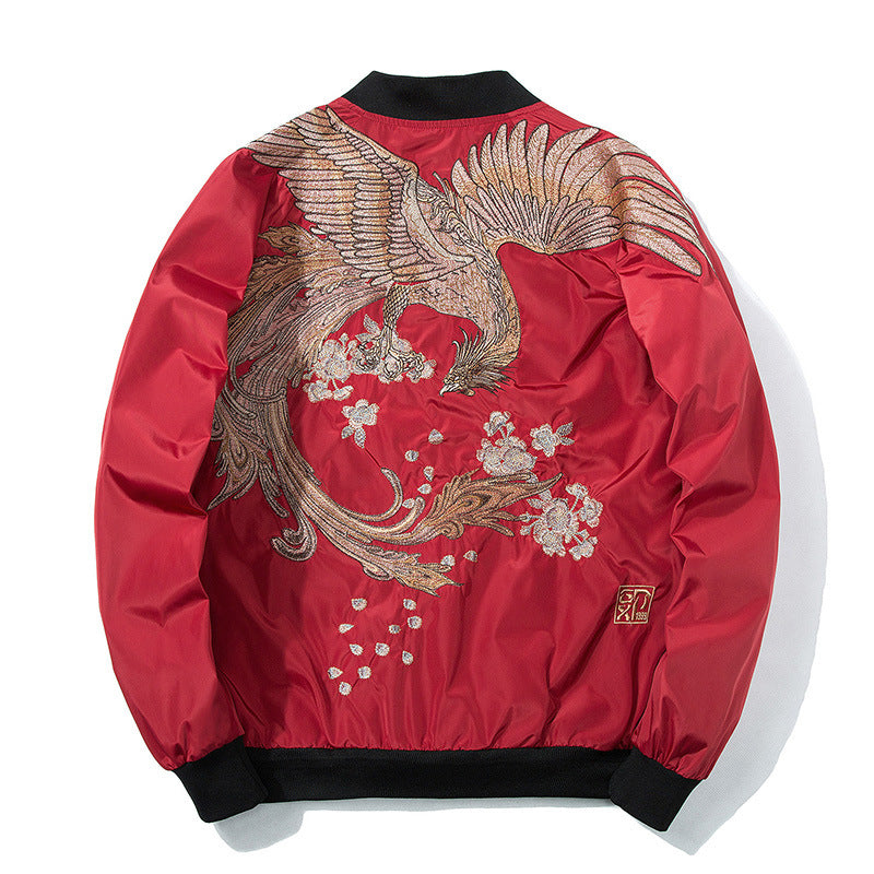Spring Pilot Bomber Jacket with Bird Embroidery for All