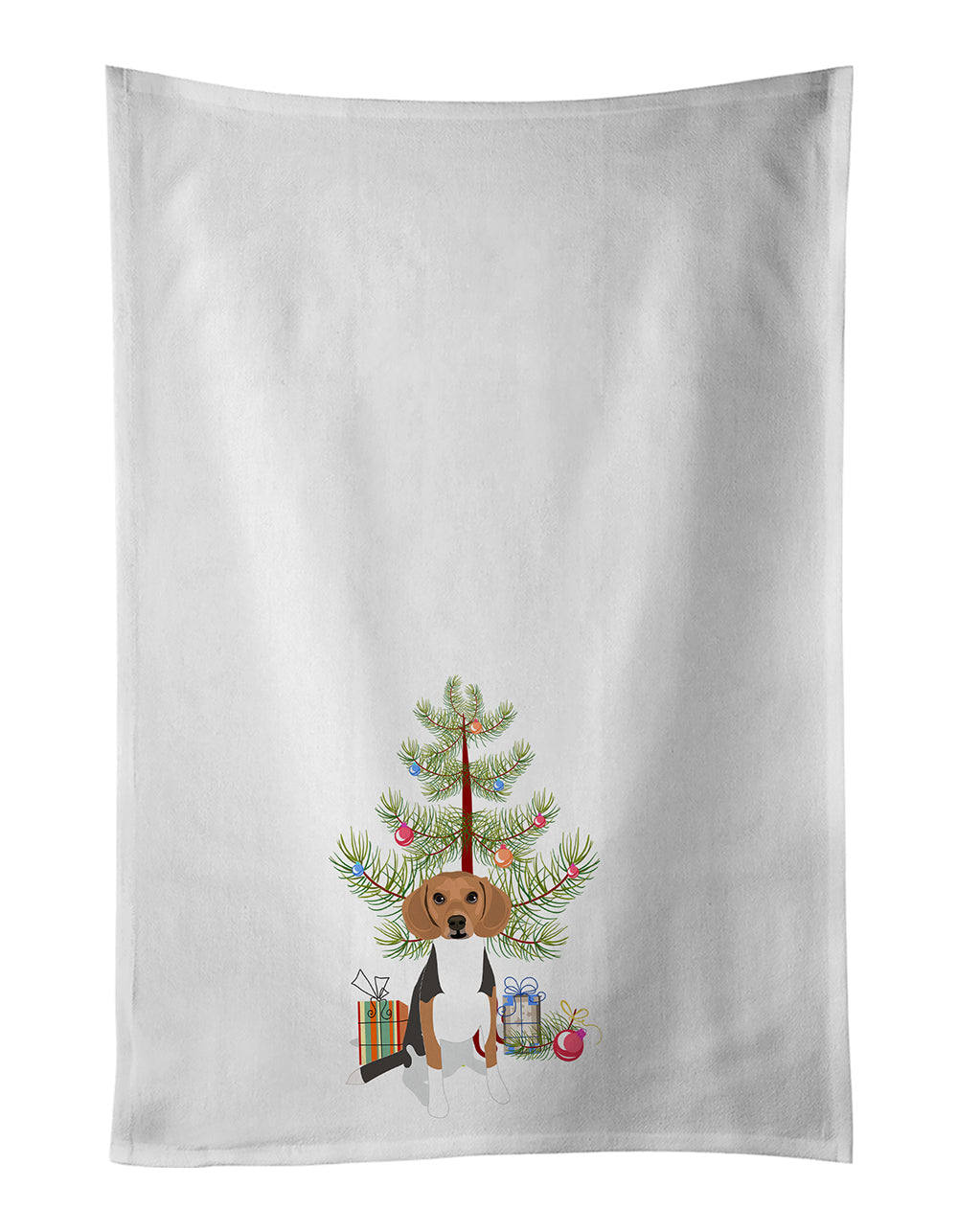Beagle Tricolor #1 Christmas Kitchen Towel Set of 2