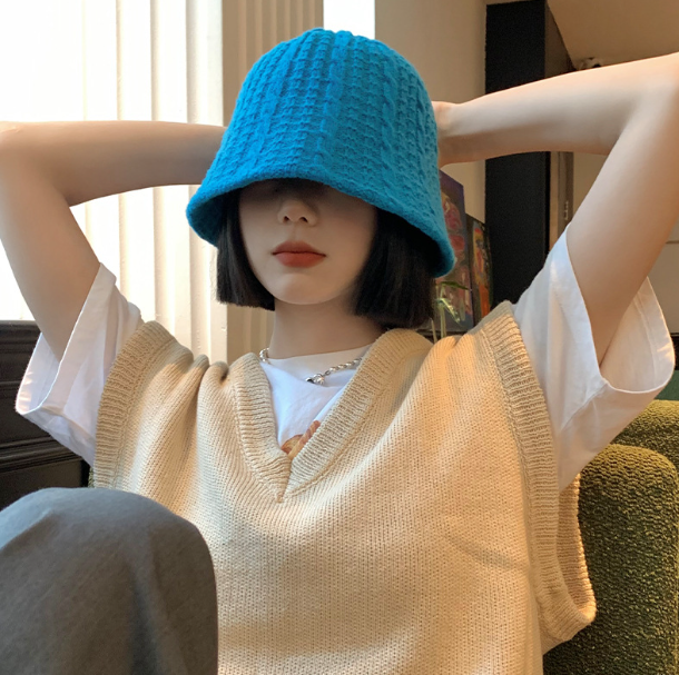 Women's Fashion Knitted Wool Fishing Hat | Embroidered Cap