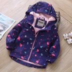 Hooded Children's Jacket with Flamingo Print
