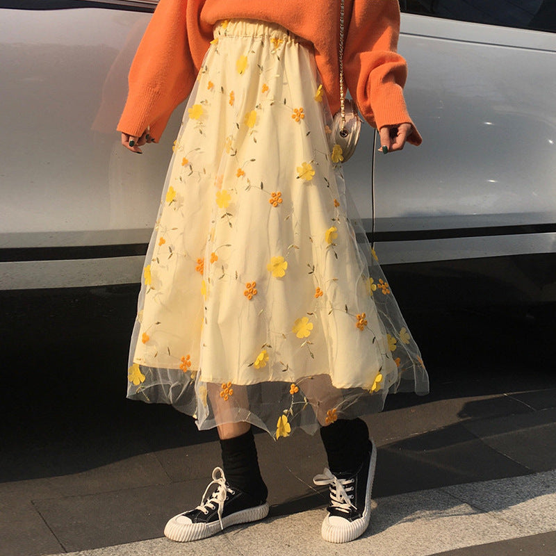 Spring Autumn Mesh Fairy Dress with Niche Design