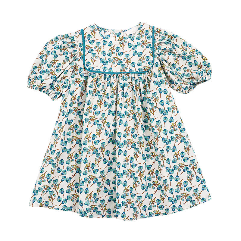 Girls' Casual Floral Cotton Dress