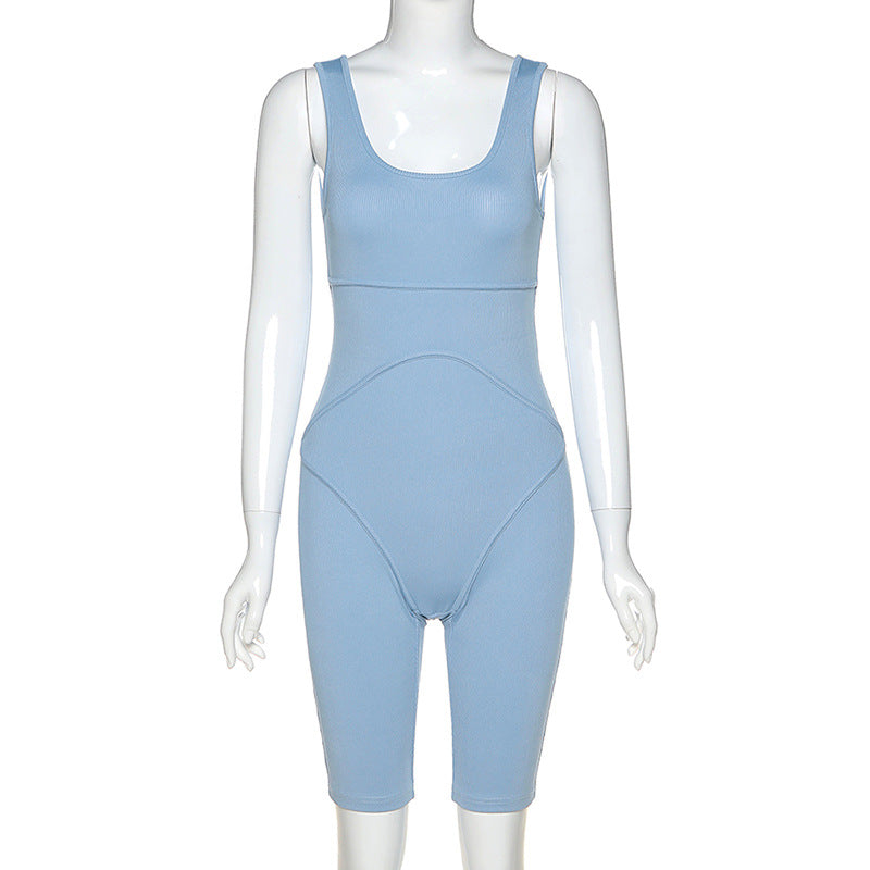High-Waisted Athletic Bodysuit Shorts for Women
