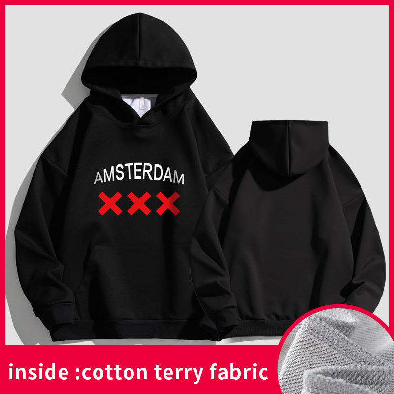 Amsterdam Unisex Hoodie - Black Oversized Sweatshirt | Streetwear