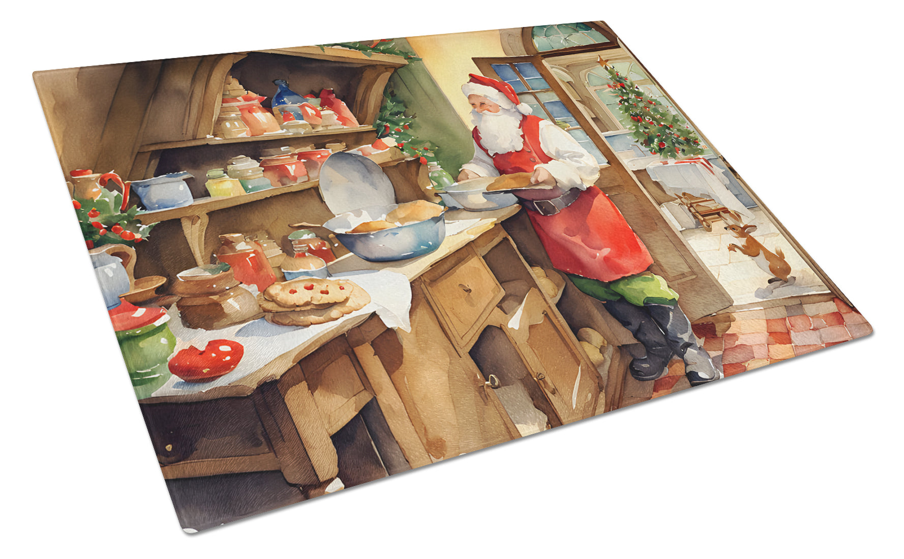 Cookies with Santa Claus Glass Cutting Board