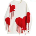 Handmade Tassel Loose Crew Neck Sweater