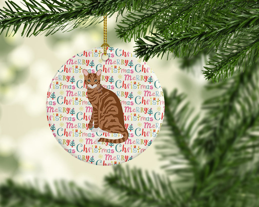 Toyger Cat Christmas Ceramic Ornament